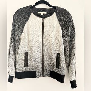 Jonathan Simkhai Speckled Black and White Bomber Jacket